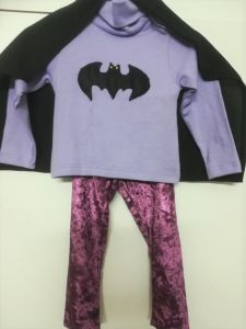 Kids Costumes to Hire - Batgirl - Lilac top, purple pants, black cape